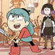 Hilda wielding a sword to protect her friends.